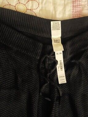 PINK Victoria's Secret Black Ribbed Pants with Drawstring